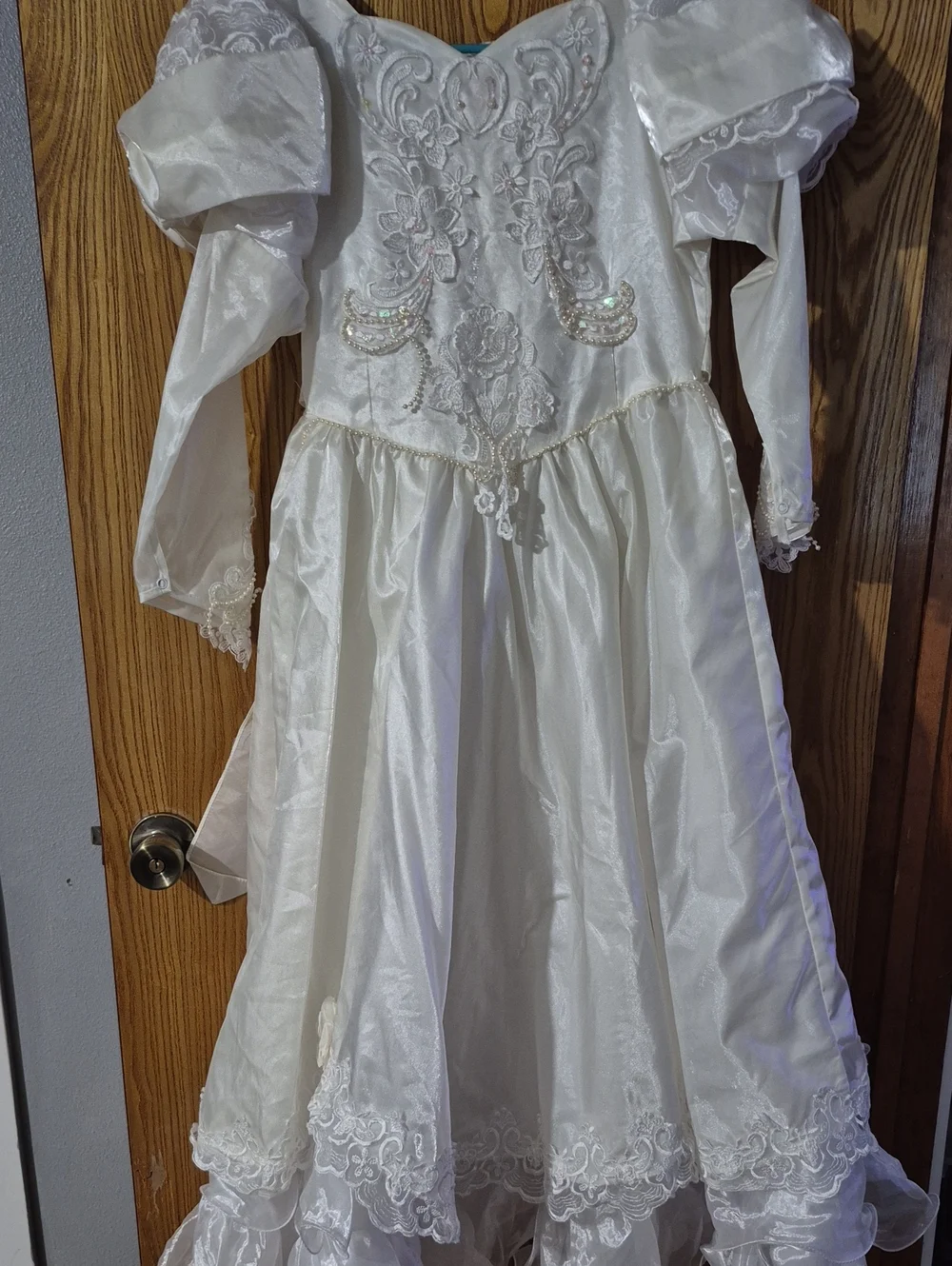 First Communion Dress - Embroidered Satin